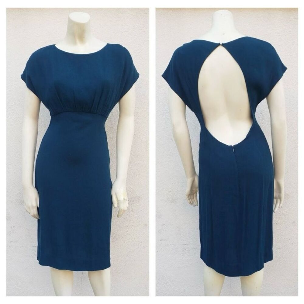 L’Agence Teal Peacock Blue Open Back Dress sz 8 NWT